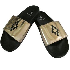 MARCELO BURLON County of Milan gold metallic Bai pool slides IT 41 M 8 W 10 NWOT